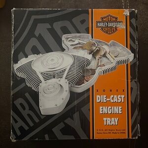 Vintage Harley Davidson Die Cast Engine Tray Trinket Box Ashtray